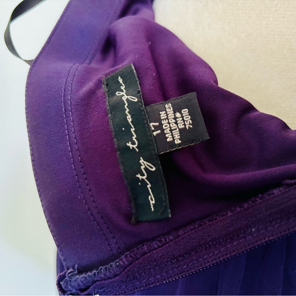 City Triangles Sz 17 Deep Purple Strapless Dress with Jewel Embellished Waist - Picture 10 of 12